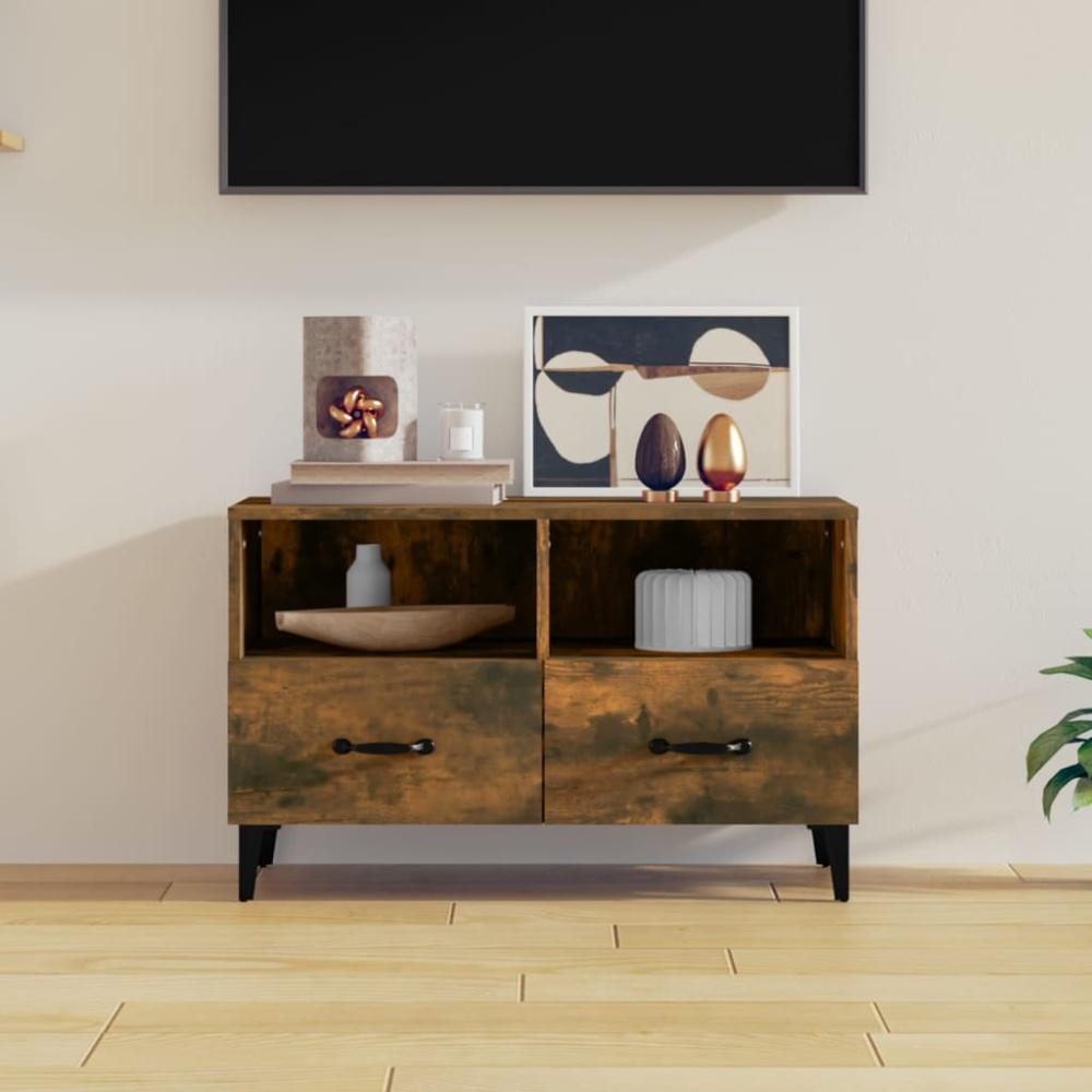 TV-Schrank Räuchereiche 80 x 36 x 50 cm Holzwerkstoff [817492] Bild 1