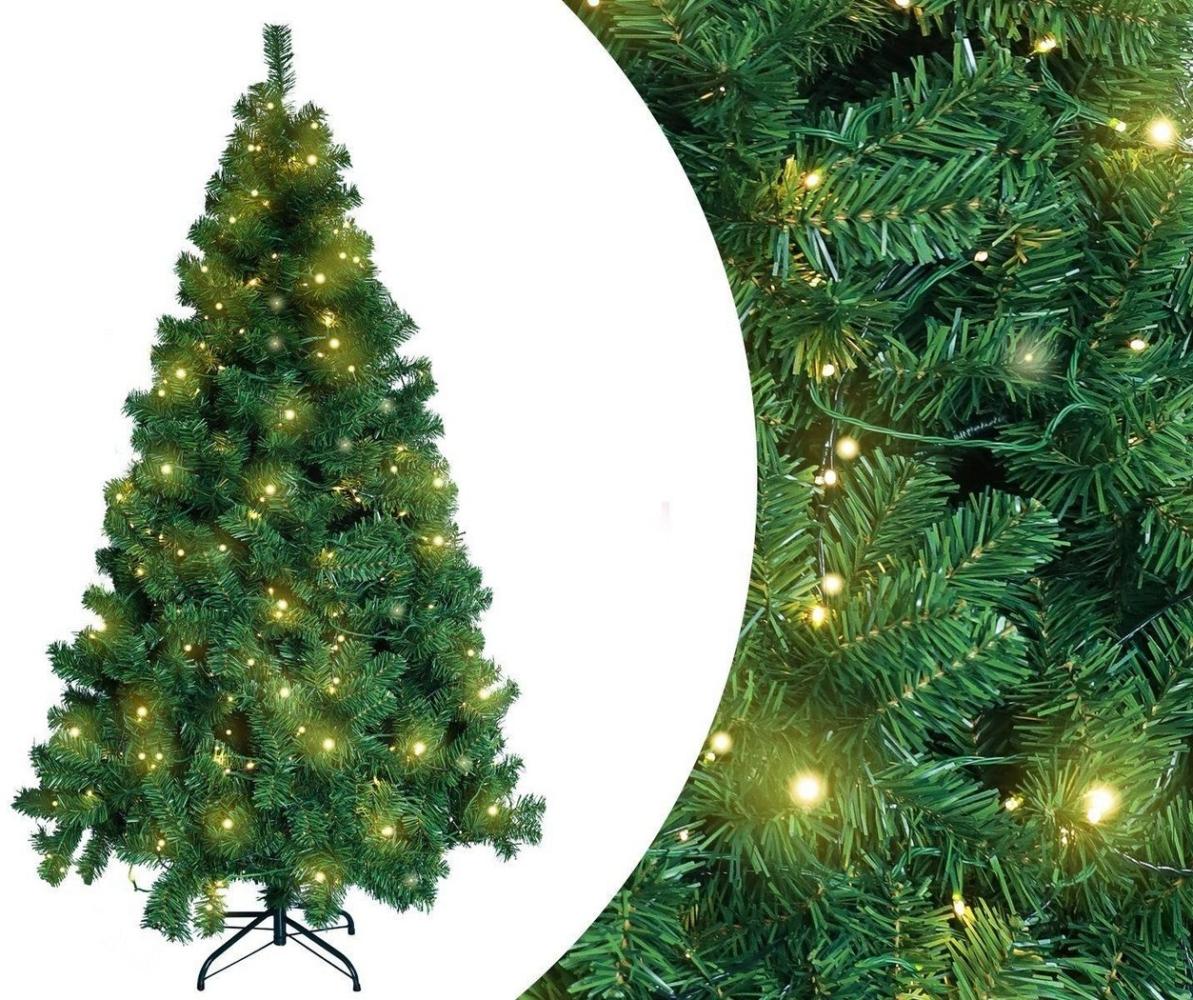 Sinaopus Künstlicher Weihnachtsbaum Tannenbaum mit LEDs, mit Metallständer, 180/210/235cm Christbaum, mit 1050 Spitzen und 280 Warm-Weißen LED, 180 cm aus PVC Bild 1