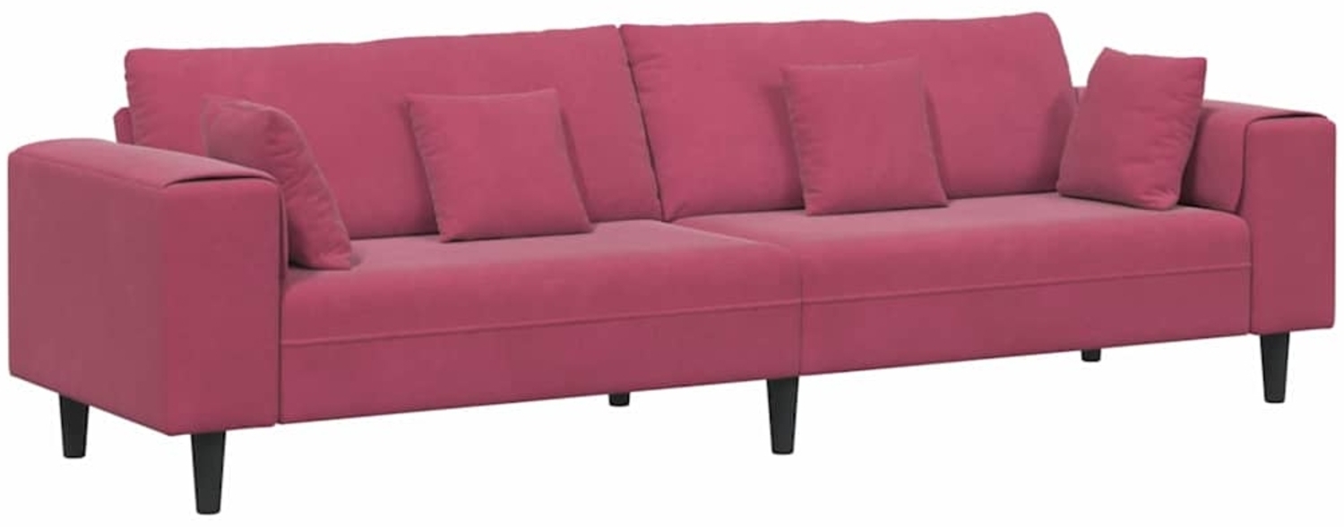 vidaXL Samt Sofa mit Kissen Weinrot 208 cm Samt 3335157 Bild 1
