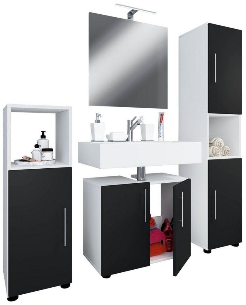 VCM Badmöbel-Set 4-tlg. Badmöbel Set Komplett Badschrank Flandu II Bild 1