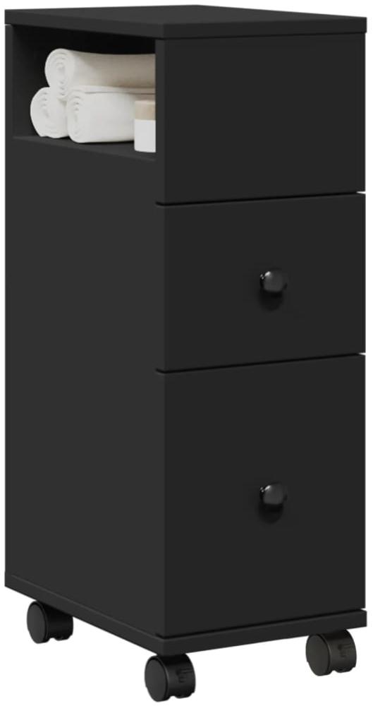 vidaXL Badschrank Schmal mit Rollen Schwarz Holzwerkstoff 855233 Bild 1