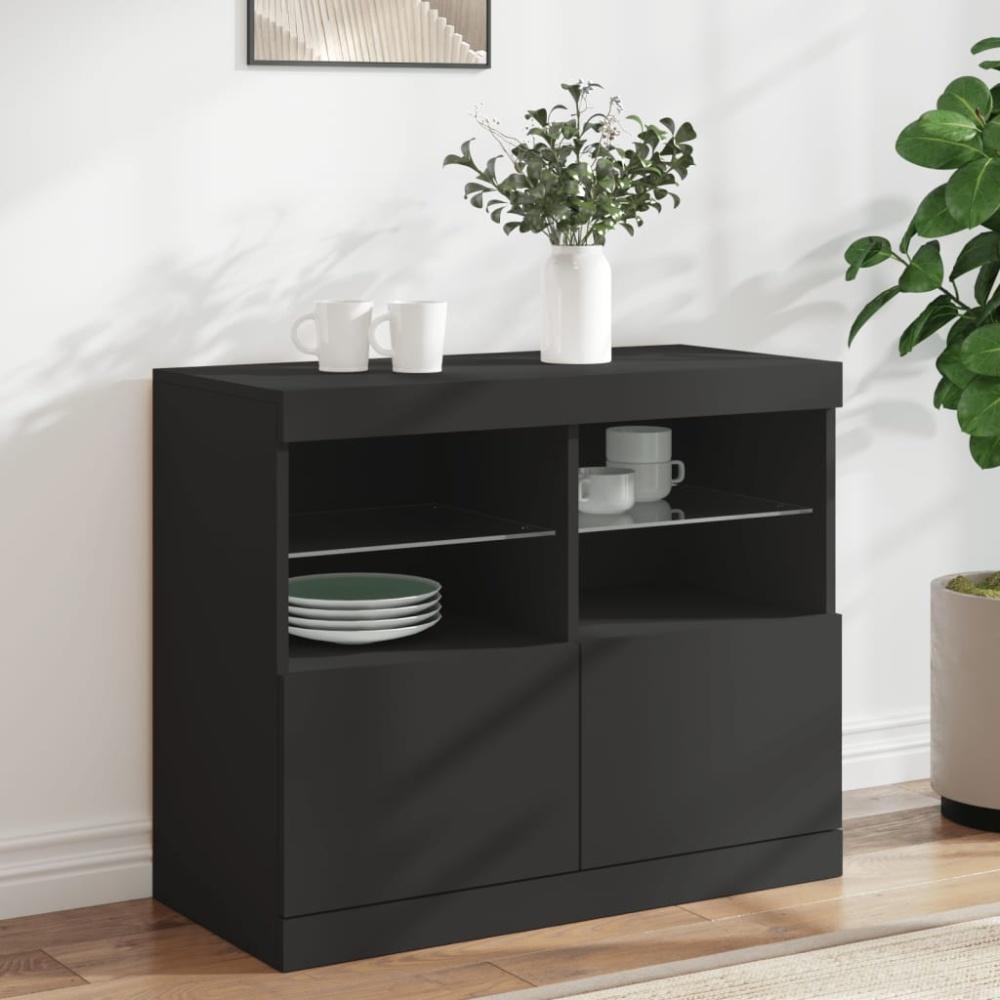 vidaXL Sideboard mit LED-Leuchten Schwarz 81x37x67 cm 836659 Bild 1