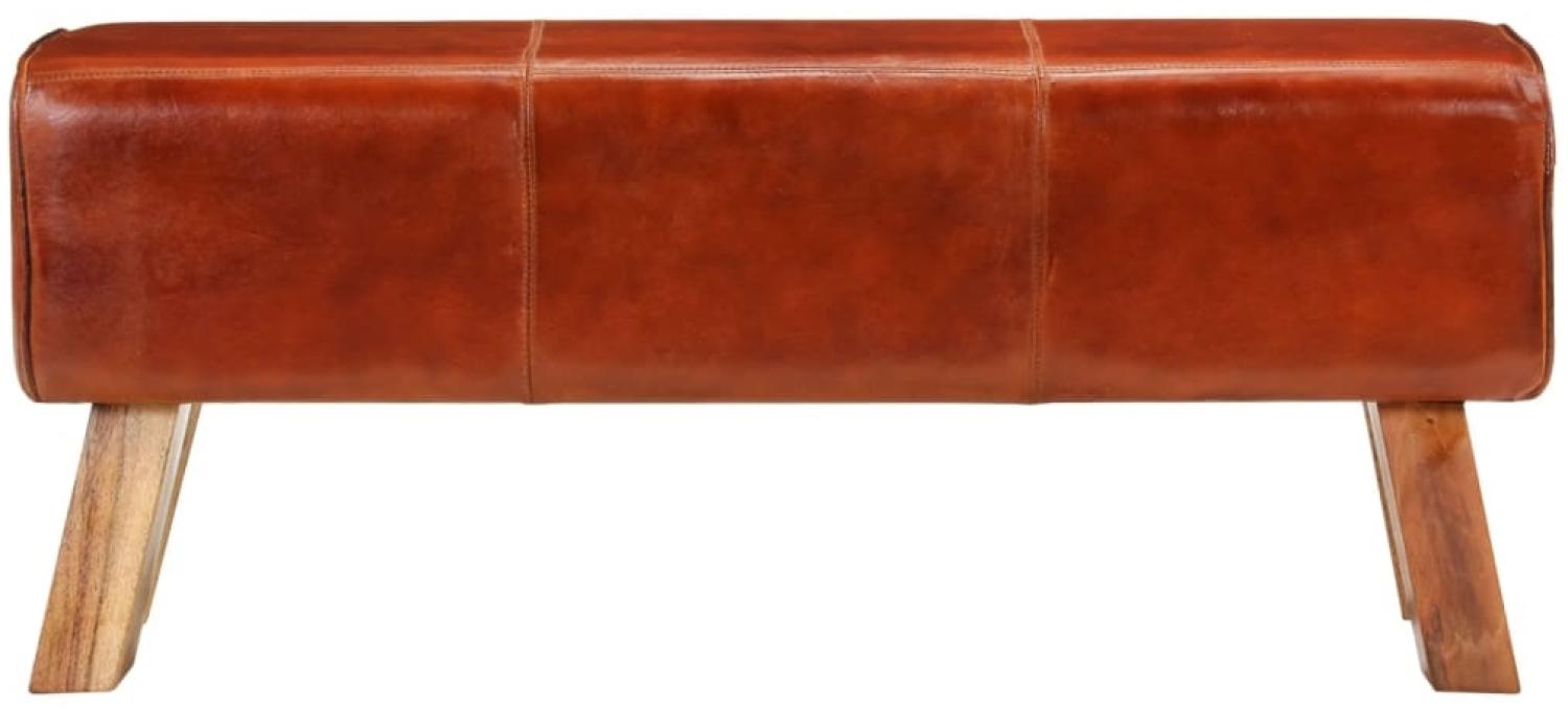 vidaXL Sitzbank Turnbock Braun 110 cm Echtleder und Massivholz Mango 351102 Bild 1