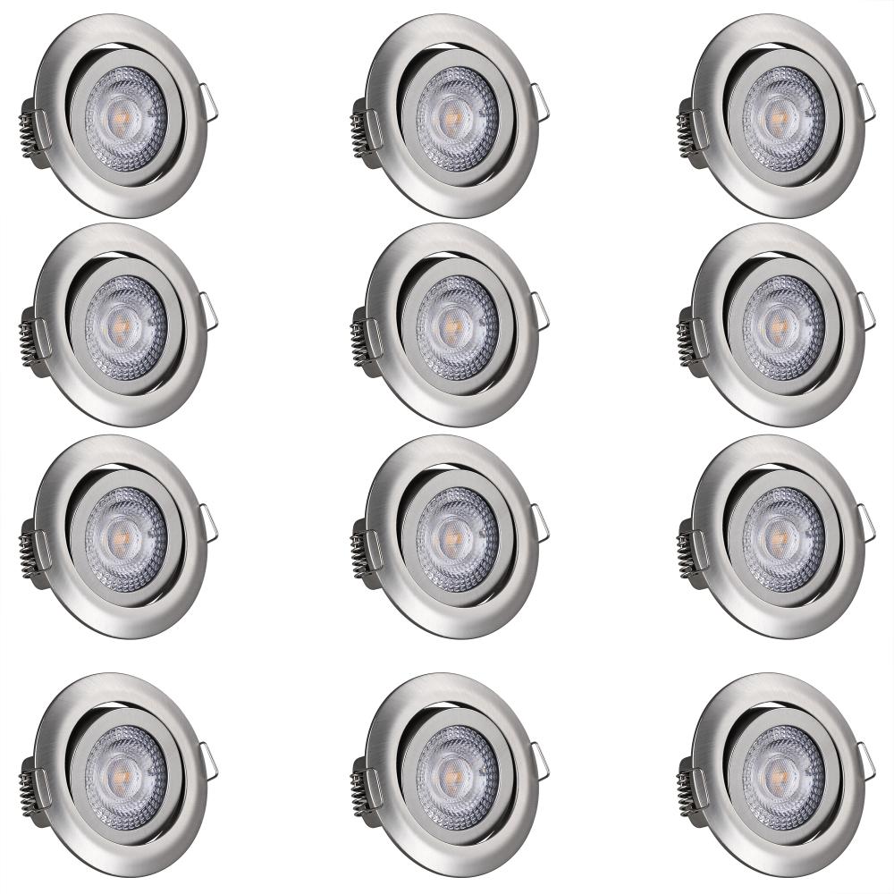 monzana Einbauleuchte, Silber 12er Set, 12er Set LED Flach Dimmbar Silber 68mm Schwenkbar Warmweiß 3000K Rund Bild 1