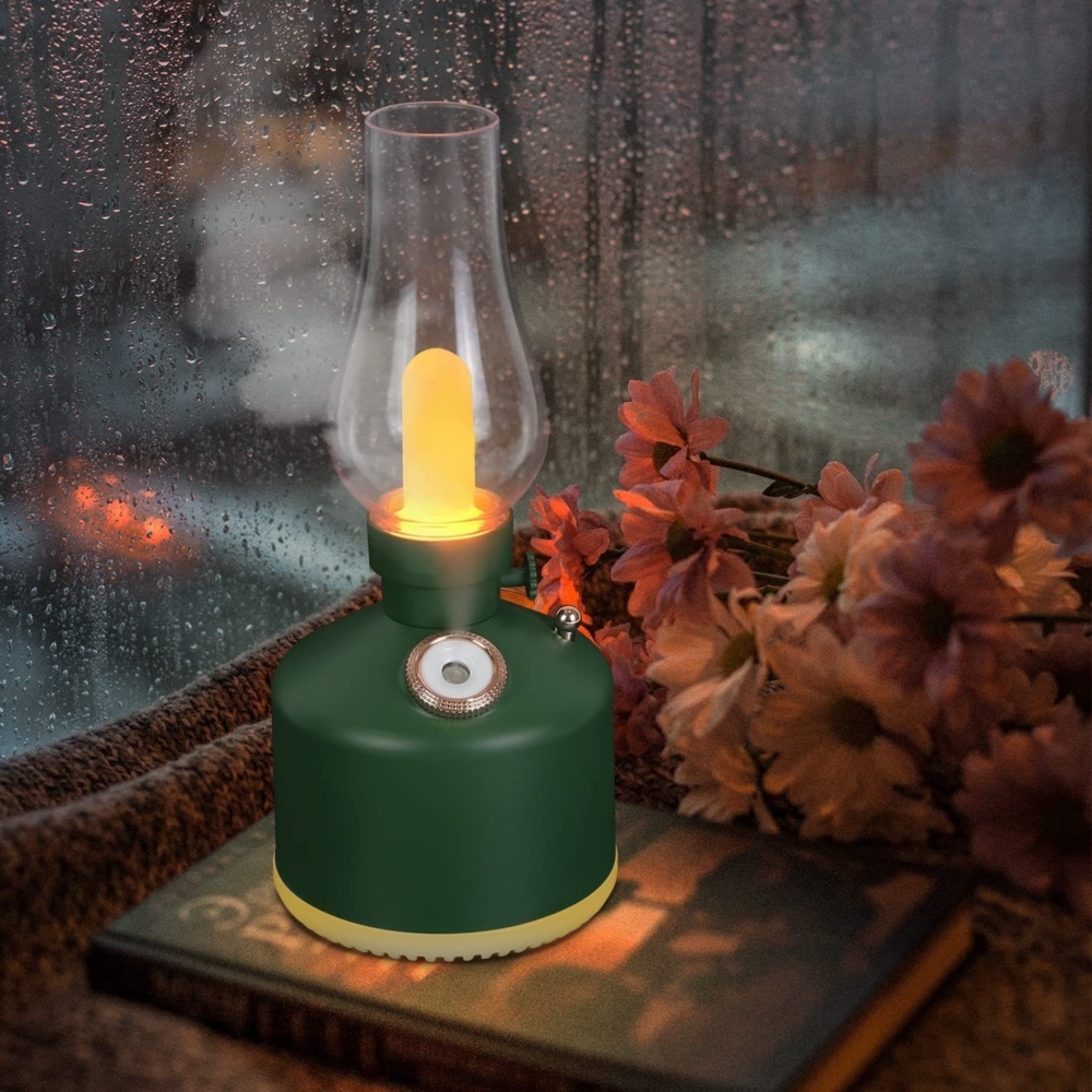 ZMH LED Tischlampe Weihnachtsgeschenk Nachttischlampe Akku Tischlampe Kabellos Vintage Luftbefeuchter Grün Duftlampe Geschenk Bild 1