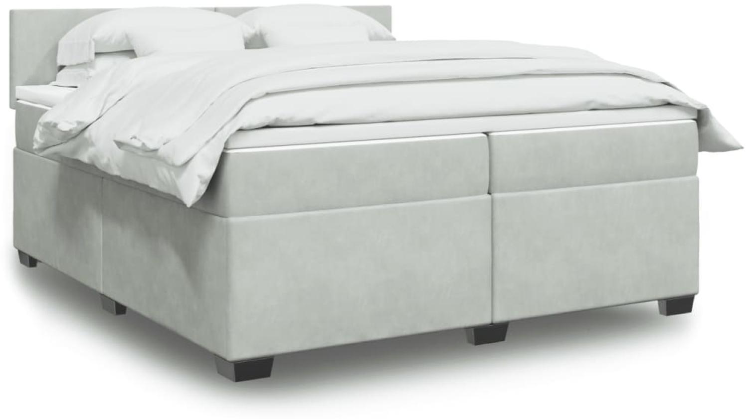 vidaXL Boxspringbett mit Matratze Hellgrau 200x200 cm Samt 3286396 Bild 1