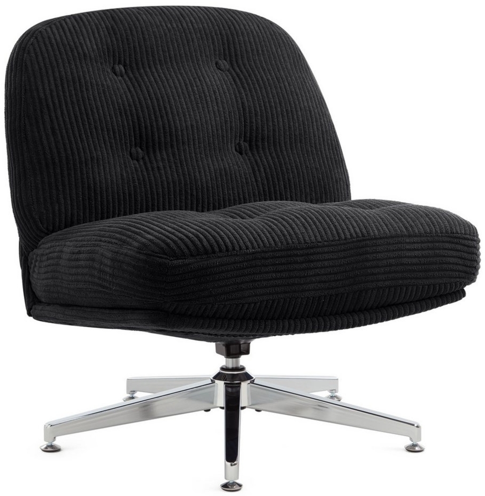 IWMH Bürostuhl Dick Schreibtischstuhl Ohne Rollen, Cordstoff Drehstuhl ohne Armlehnen (Lesesessel mit 15cm dickem Sitzkissen), Gepolsterter Stuhl für Schlafzimmer Wohnzimmer Schminktisch Bild 1