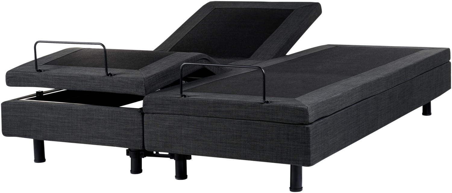 Verstellbares Bett ohne Kopfteil DUKE 160 x 200 cm Stoff Dunkelgrau Bild 1