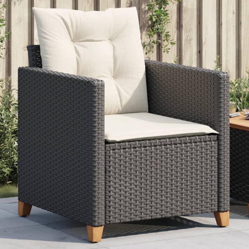 vidaXL Gartensessel mit Kissen Schwarz Poly Rattan 366317 Bild 1