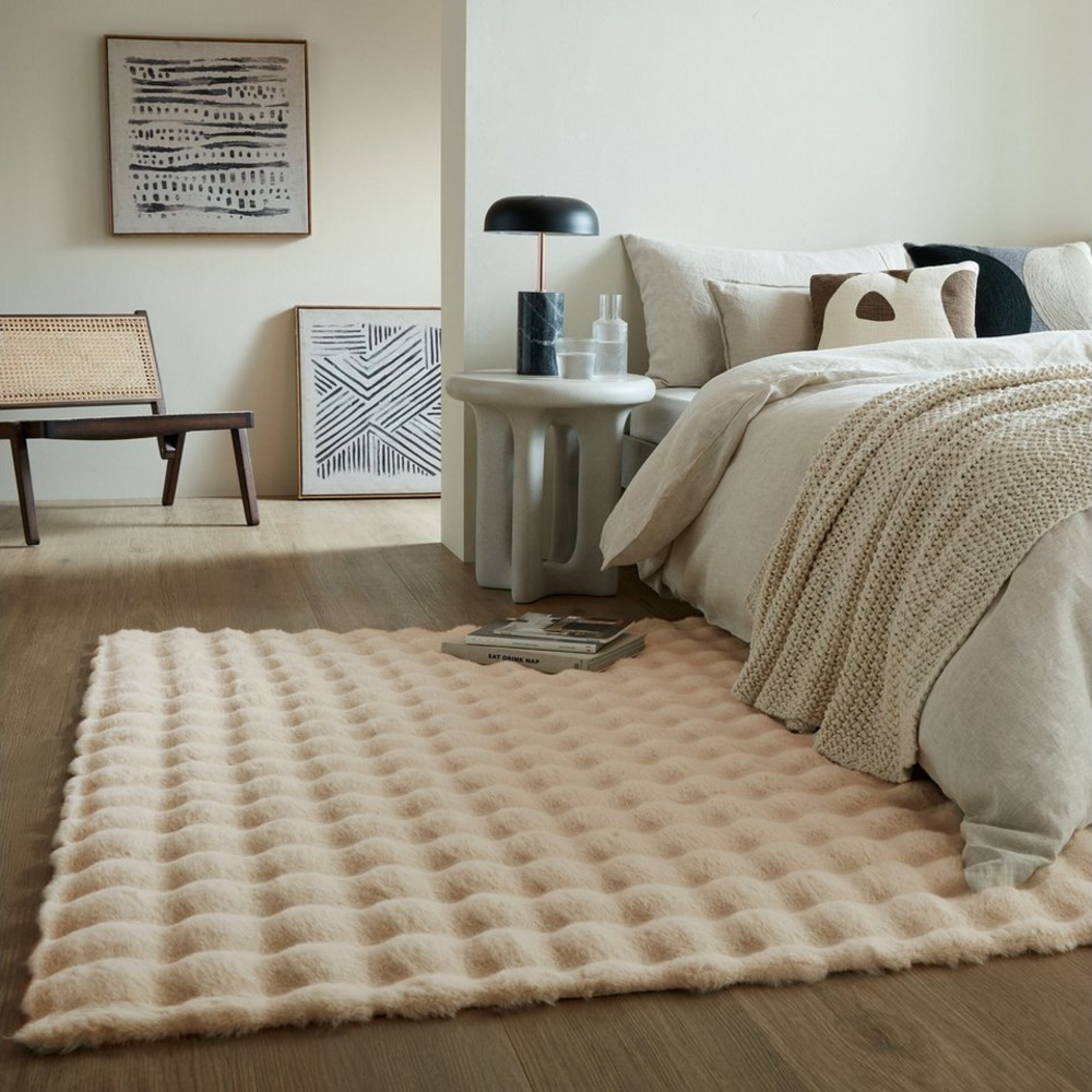 FLAIR RUGS Hochflor-Teppich Waffle Faux Fur, rechteckig, Höhe: 35 mm, Waffelmuster, waschbarer Kunstpelzteppich Bild 1