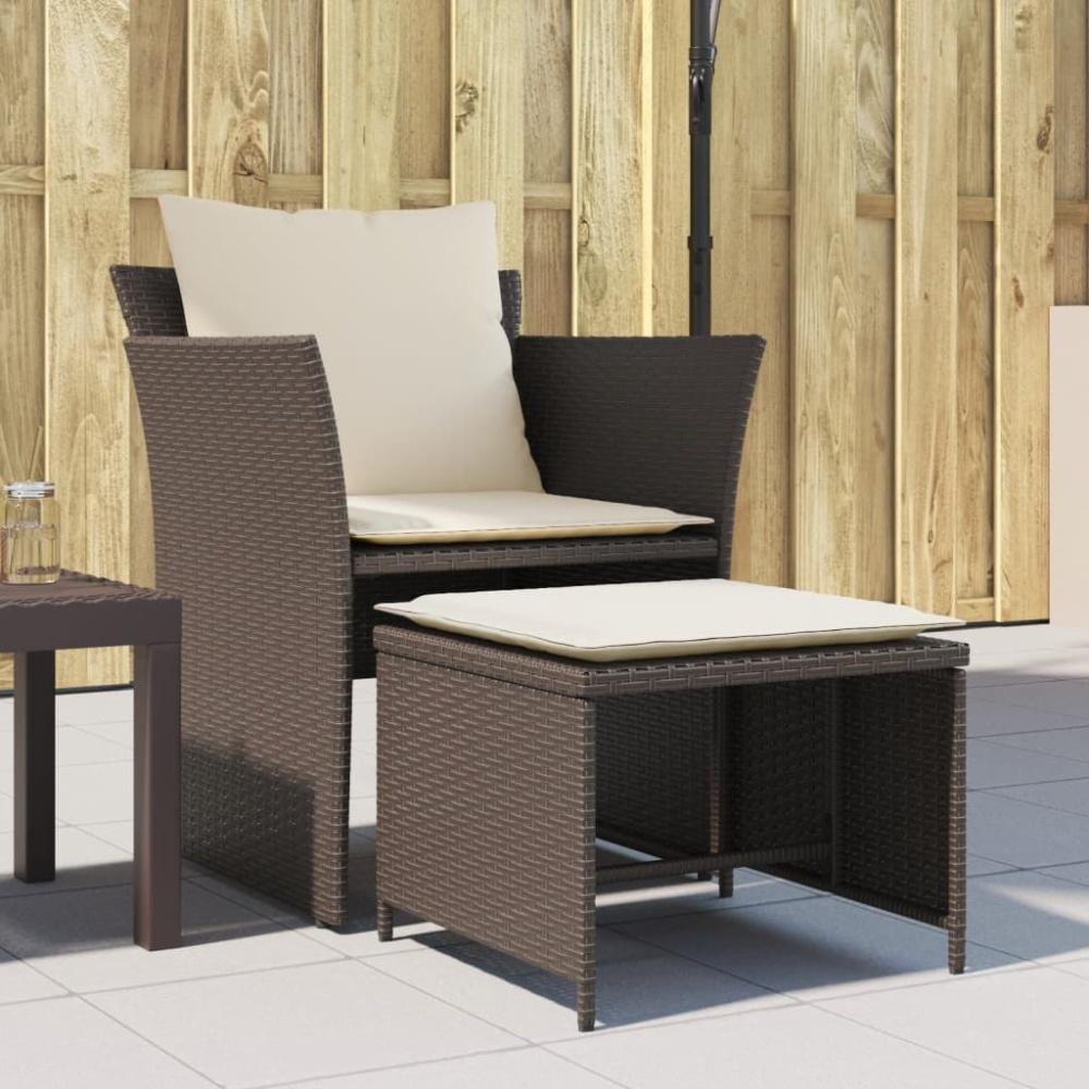 vidaXL Gartenstuhl mit Fußhocker Braun Poly Rattan 368617 Bild 1