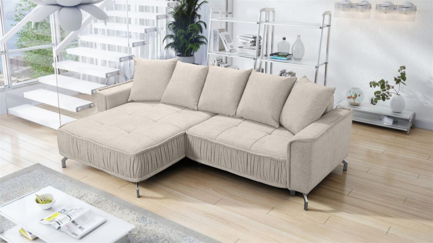 Ecksofa Schlafsofa Sofa FLORENCE Stoff Bubble Beige Ottomane Links Bild 1