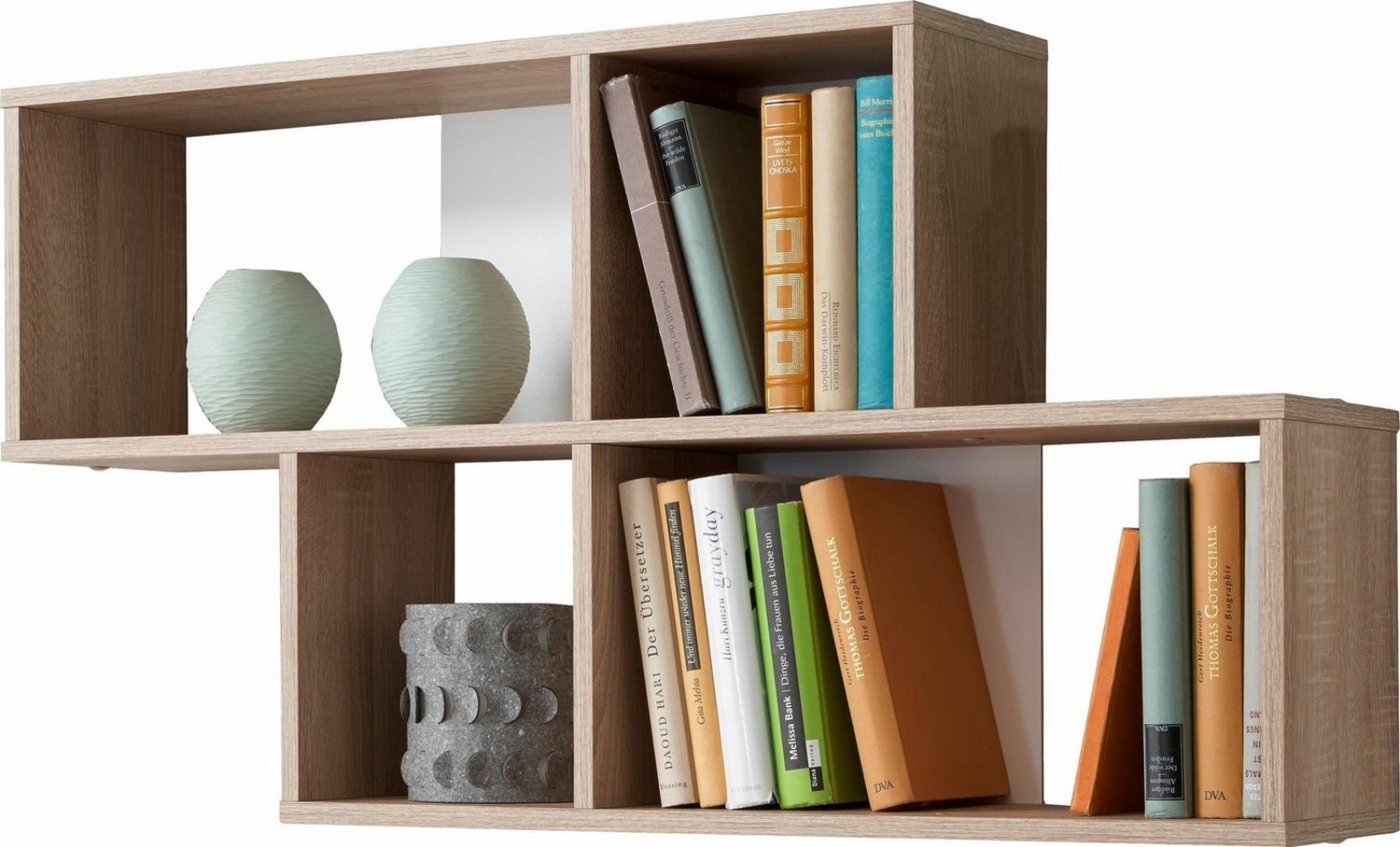 FMD Möbel - NORA - Wandregal - melaminharzbeschichtete Spanplatte - Eiche Nb/weiß - 100 x 53 x 19,5cm Bild 1