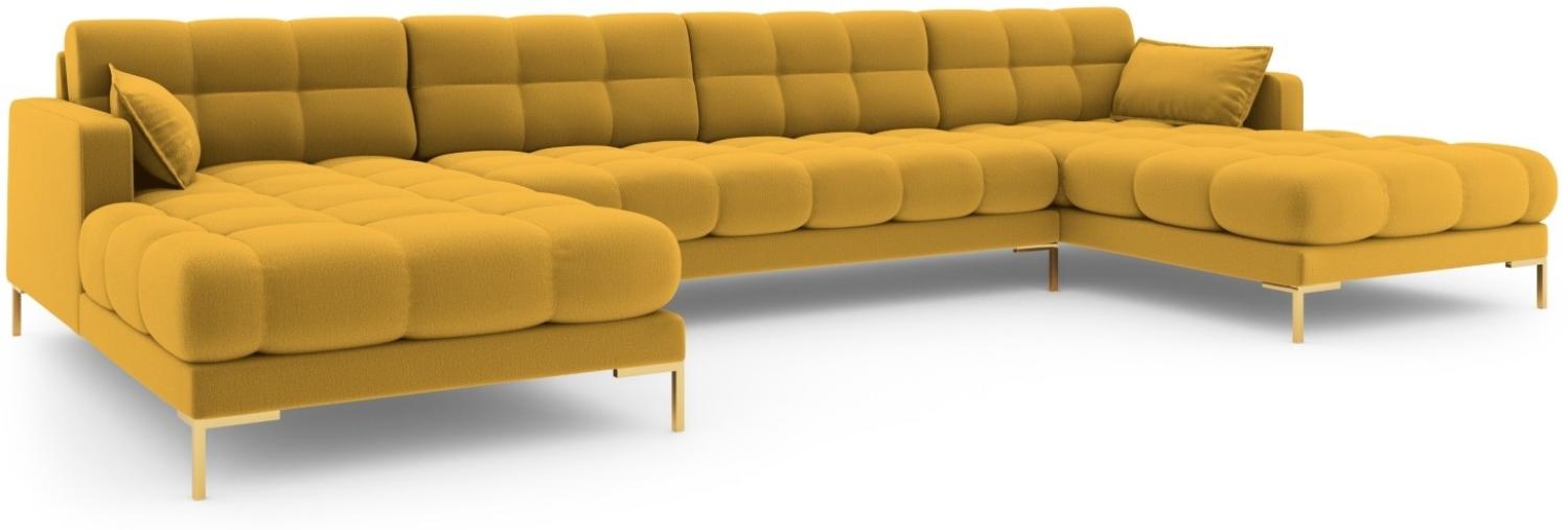 Micadoni 6-Sitzer Panorama Sofa Mamaia | Bezug Yellow | Beinfarbe Gold Metal Bild 1