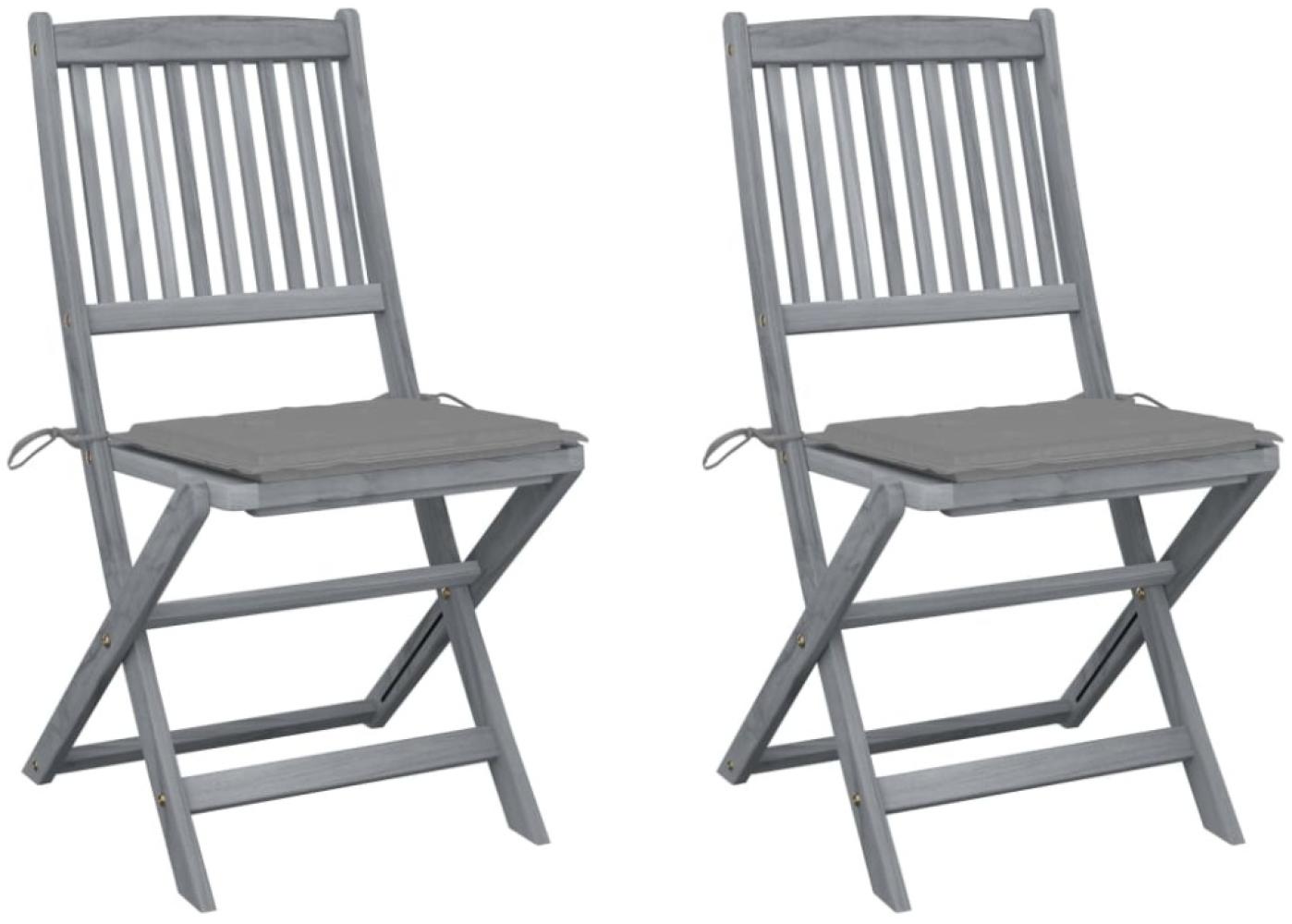 vidaXL Klappbare Gartenstühle 2 Stk. mit Kissen Massivholz Akazie 3064537 Bild 1