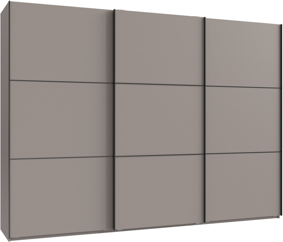 Schwebetürenschrank Kleiderschrank 3-türig 300 cm modern Vollausstatt. Sand Grau Bild 1