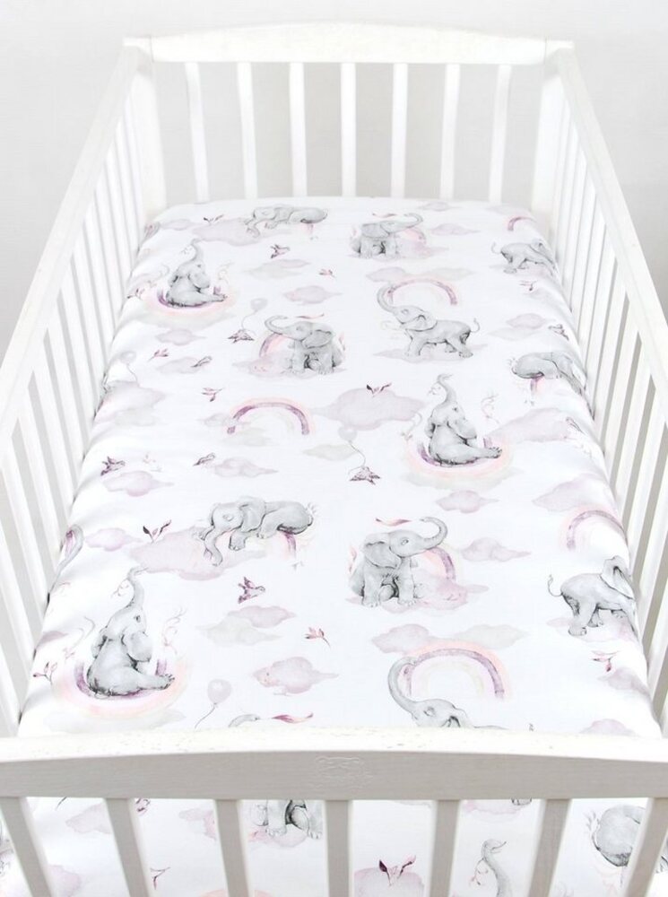 BabyLux Spannbettlaken SPANNBETTLAKEN 70x140 Spannbetttuch Baumwolle Kinder Baby Babybett, 125. Elefanten Rosa Bild 1