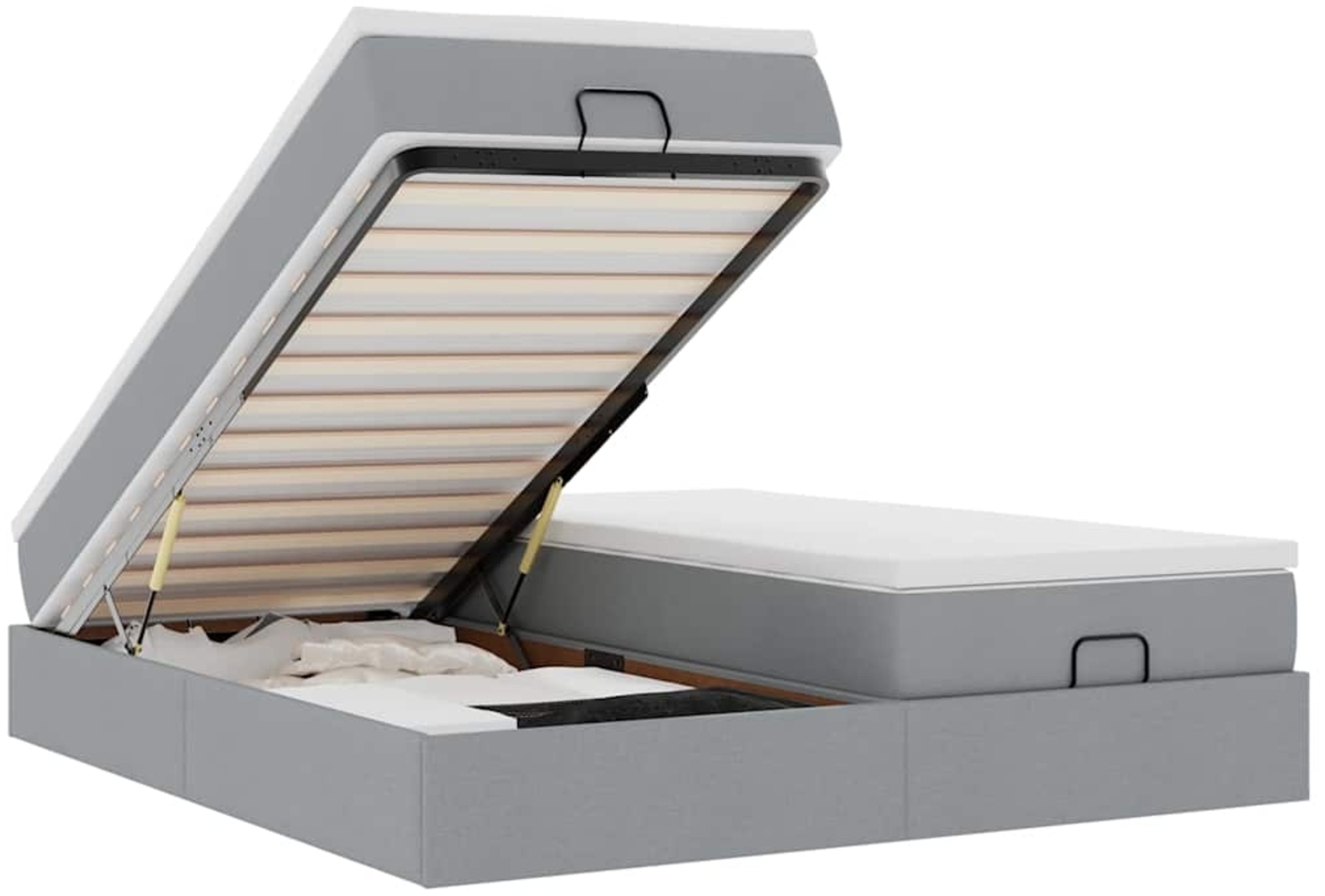 vidaXL Ottoman-Bett mit Matratzen Hellgrau 180x200 cm Stoff 3311241 Bild 1