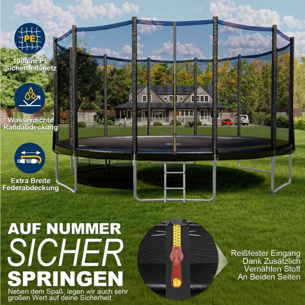 GUNJI Gartentrampolin 183/228/305 cm Garten-Kindertrampolin, max. Belastbarkeit 150KG, (183// 228/305/366/427 cm, Outdoor-Gartentrampolin mit Sicherheitsnetz, doppelter Schutz mit Schutzmatte) Bild 1