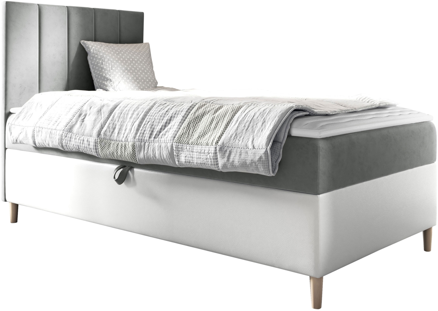 Boxspringbett Chapeni 'Junior 1' grau 100 x 200 cm Rechts Bild 1