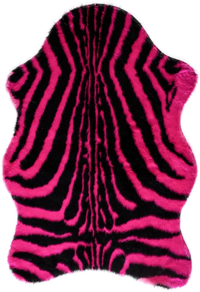 Kunstfell Teppich- Zebra Magenta in 3 Größen, Tier Fell, Tiermuster in Magenta Schwarz 150cm x 220cm Bild 1