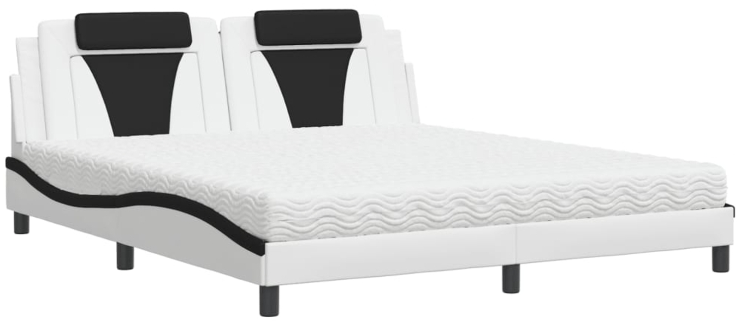 vidaXL Bett "Viana" mit Matratze Weiß und Schwarz 180x200 cm Kunstleder 3208816 Bild 1