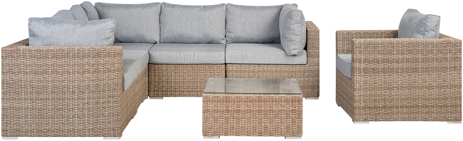 Lounge Set CONTARE PE Rattan Hellbraun Rechtsseitig Bild 1