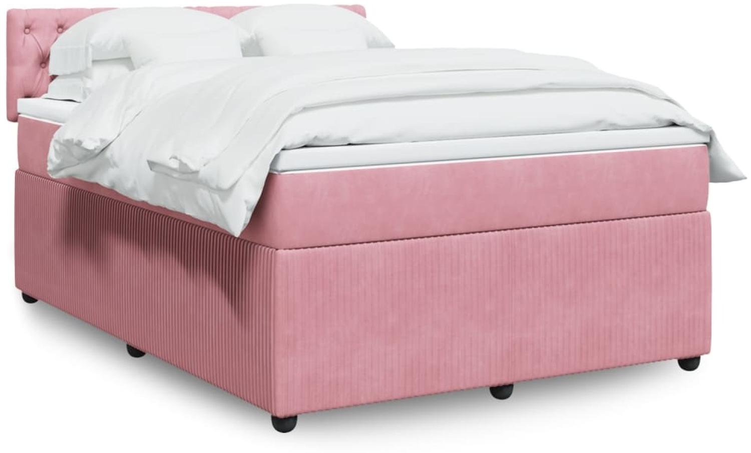 vidaXL Boxspringbett mit Matratze Rosa 140x190 cm Samt 3287745 Bild 1