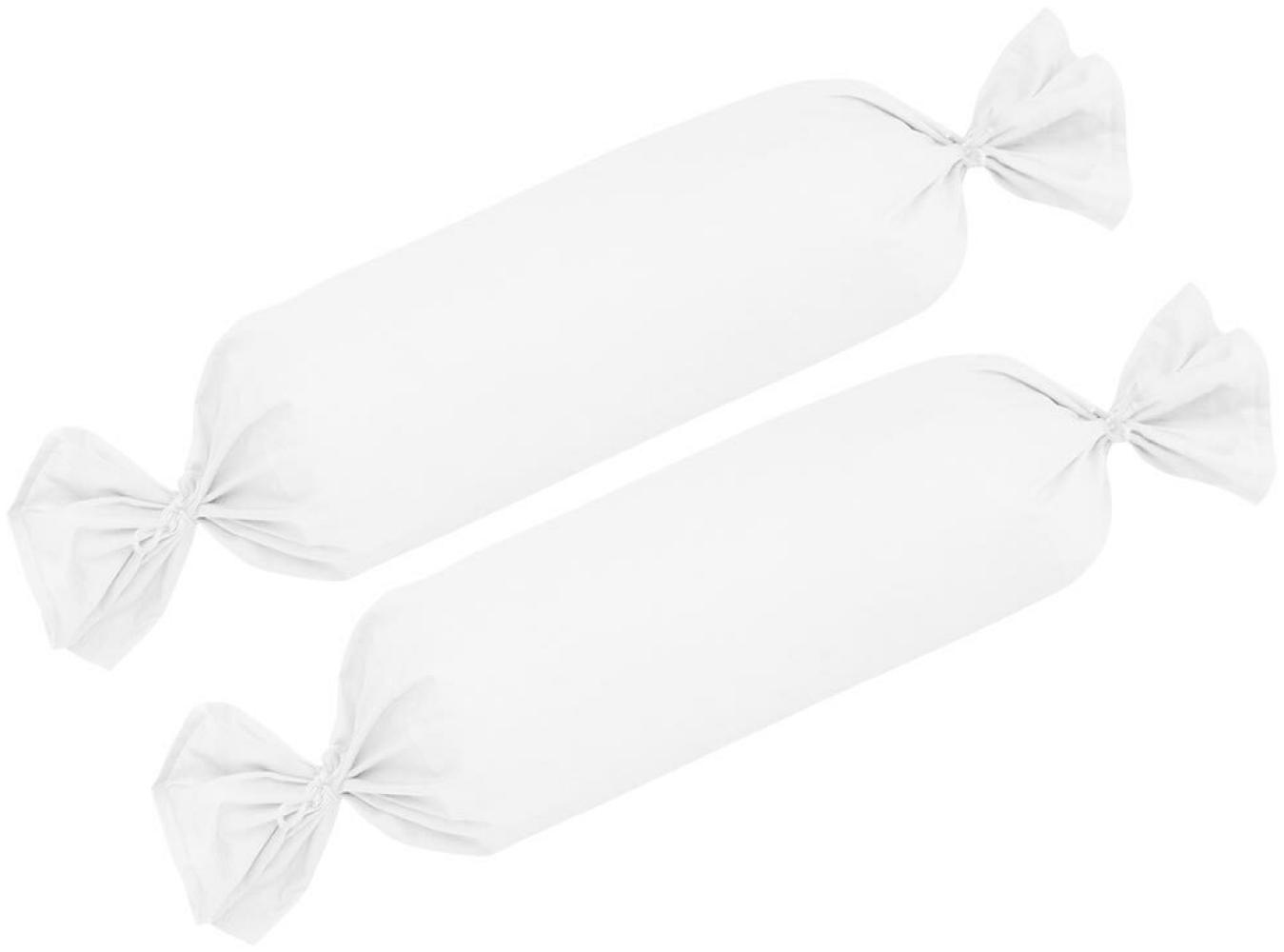 BettwarenShop Single Jersey Kissenbezug Ulm 2er Pack|15x40 cm für Nackenrollen| weiss Bild 1