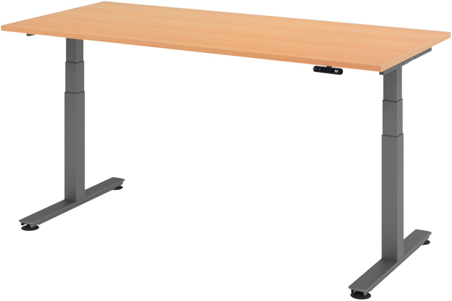 bümö elektrisch höhenverstellbarer Schreibtisch 180x80 cm in Buche, Gestell graphit - Schreibtisch höhenverstellbar elektrisch mit Memory-Steuerung, elektrischer Schreibtisch, Gaming Tisch, XDSM-19-6-G Bild 1