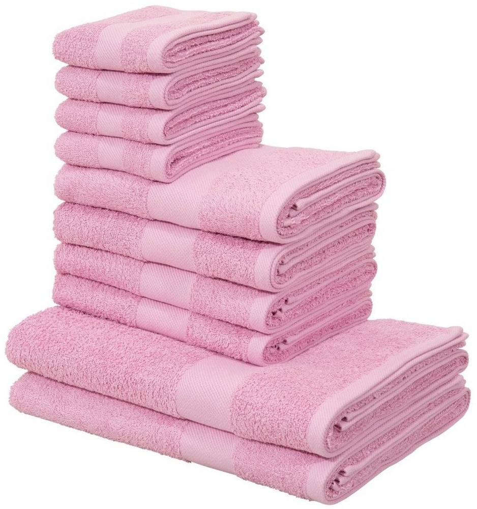my home Handtuch Set Melli, 2 Duschtücher 70x140, 4 Handtücher 50x100, 4 Gästetücher 30x50, Walkfrottee (Set, 10-St), Handtuchset in dezenten Farben mit Bordüre, 100% Baumwoll-Handtücher Bild 1