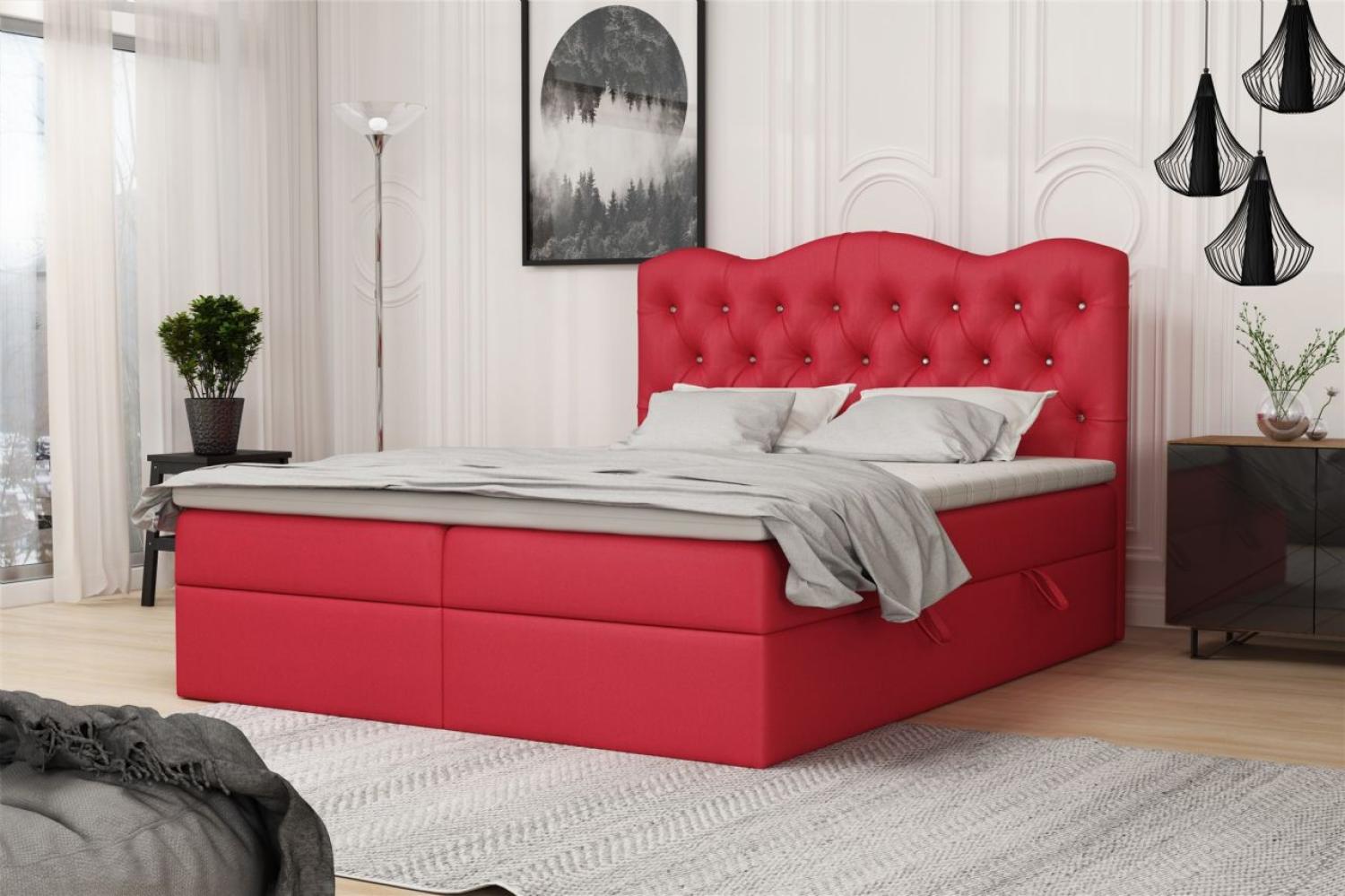 Boxspringbett Schlafzimmerbett LODOS 200x200cm Kunstleder Soft Rot Bild 1