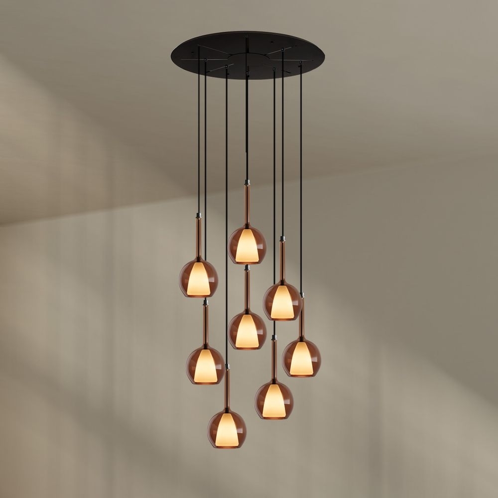 s.luce Belluna Galerieleuchte 8-flammig Ø 80cm Baldachin Braun Ø 14cm Bild 1