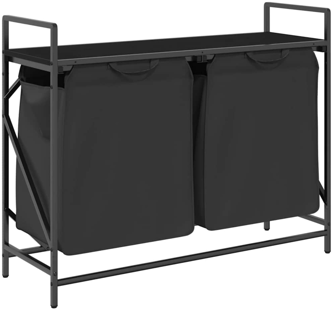 vidaXL Wäschekorb 2 Fächer mit Ablage Schwarz Eichen-Optik 859075 Bild 1