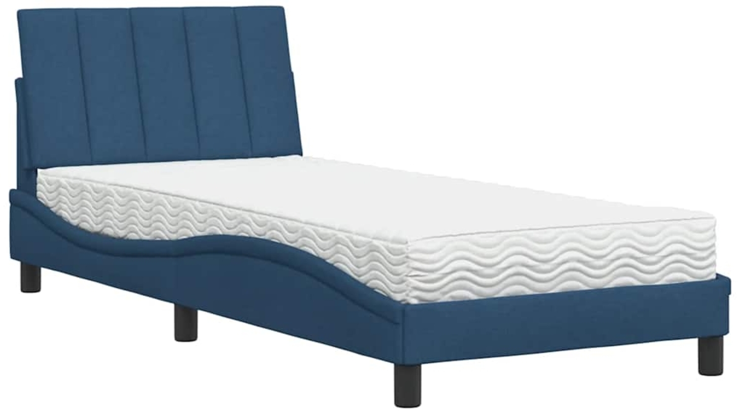 vidaXL Bett mit Matratze "Hanko" Blau 90x200 cm Stoff 3310509 Bild 1