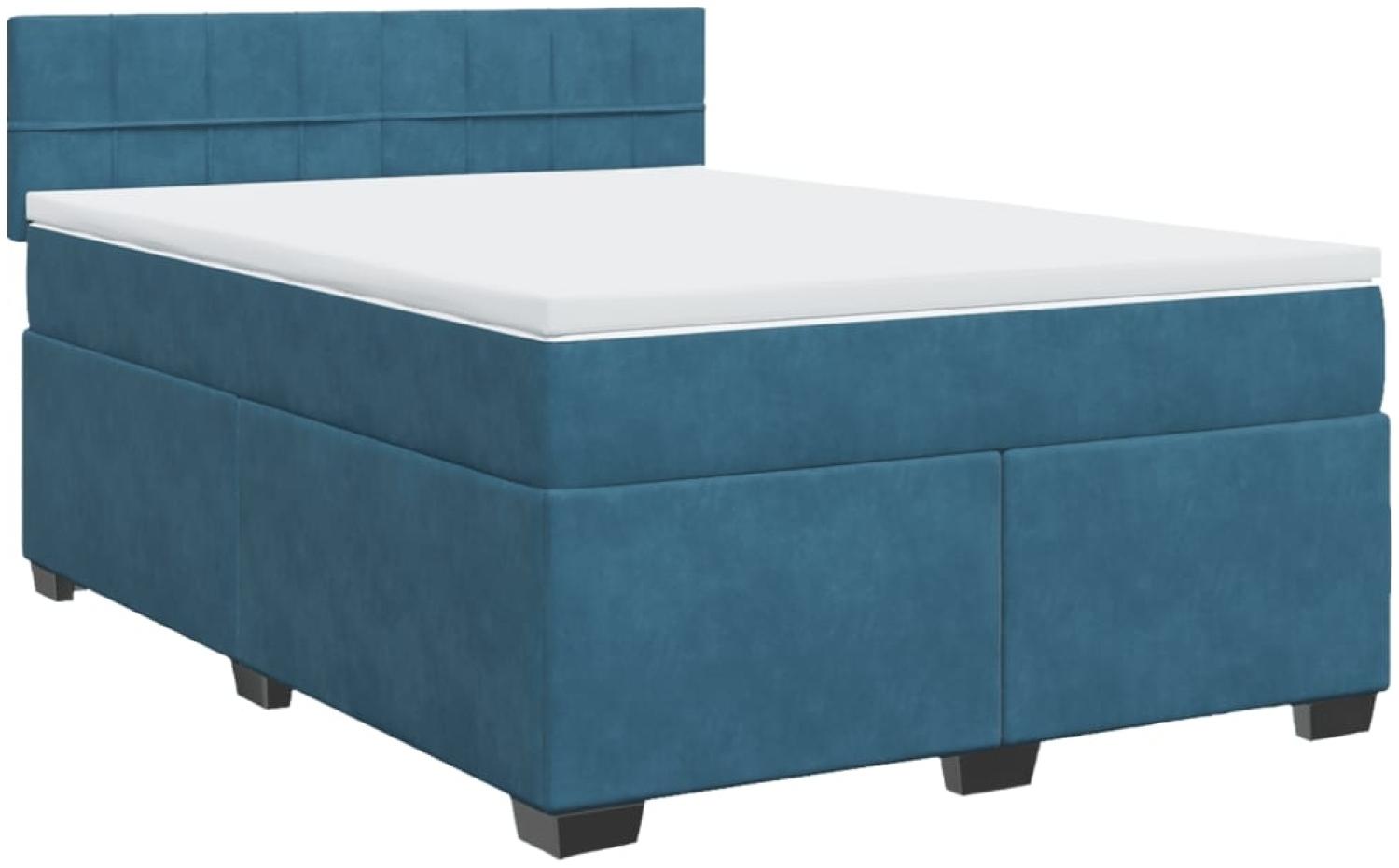 vidaXL Boxspringbett mit Matratze Blau 160x200 cm Samt 3286358 Bild 1
