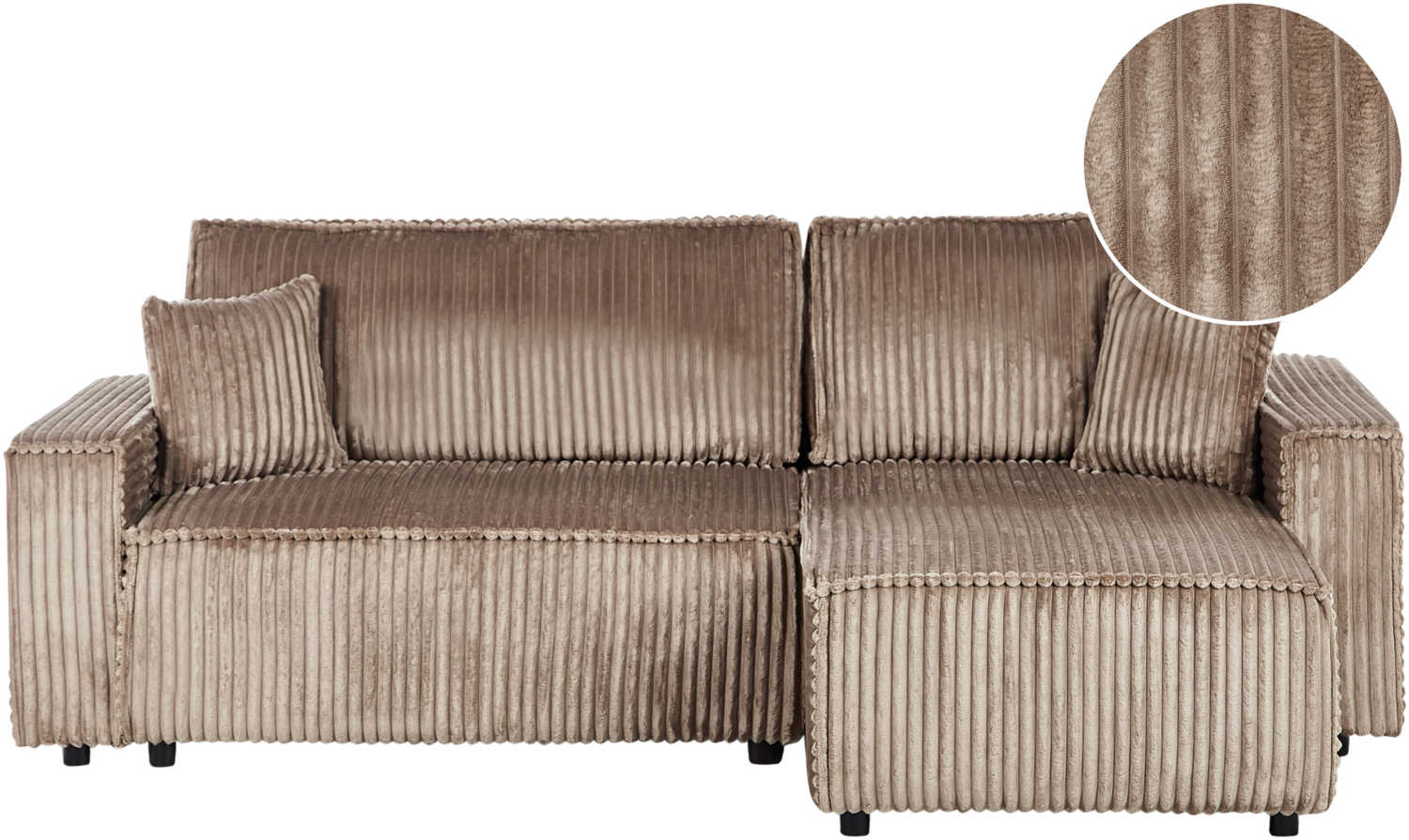 2-Sitzer Ecksofa Cord hellbraun linksseitig mit Schlaffunktion ABACKA Bild 1