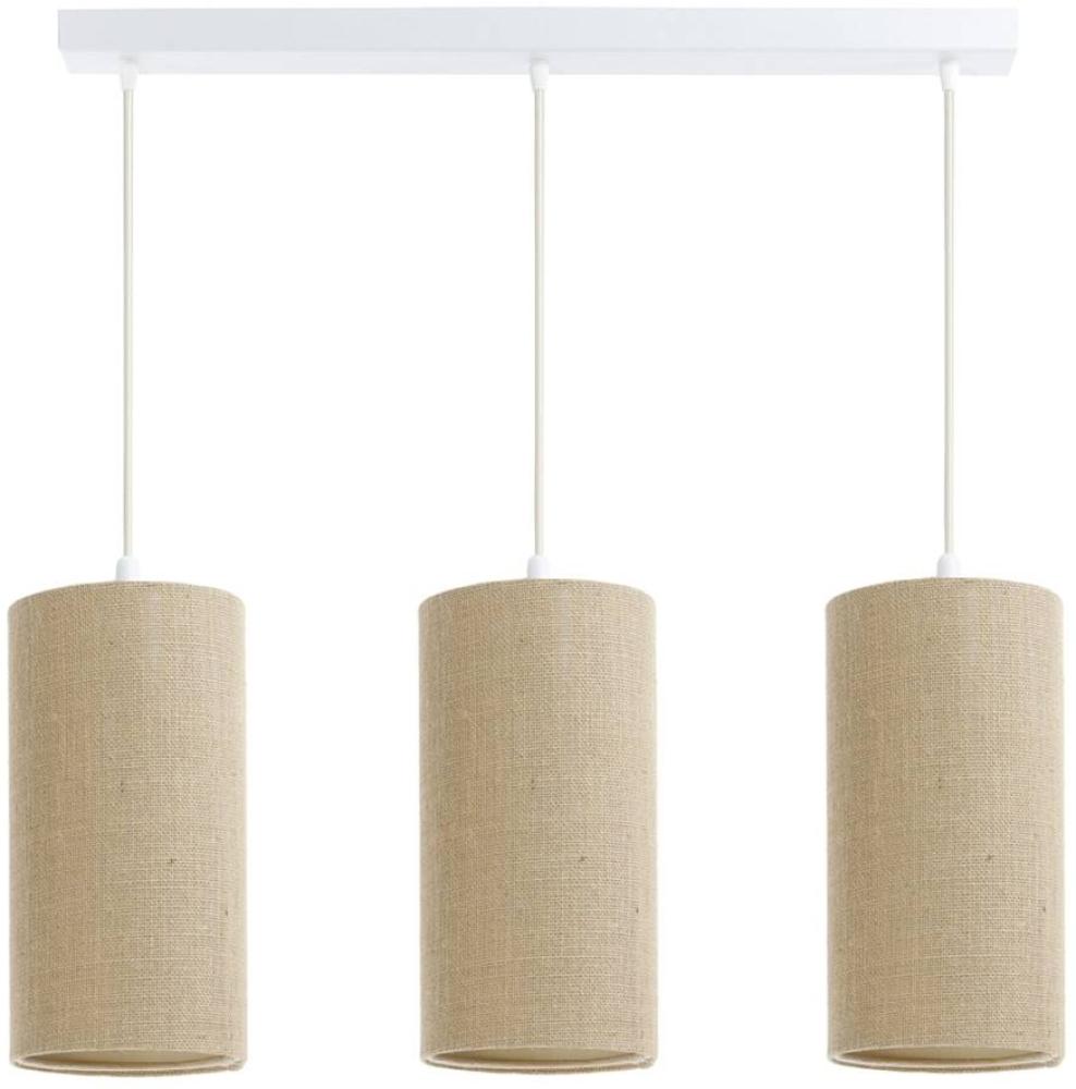 BPS Koncept 0T0-L3-002 Hängeleuchte BOHO ELEGANT E27 3x40W Stoff strukturiert auf PVC-Kunststoff beige H:102cm Ø15cm dimmbar Bild 1