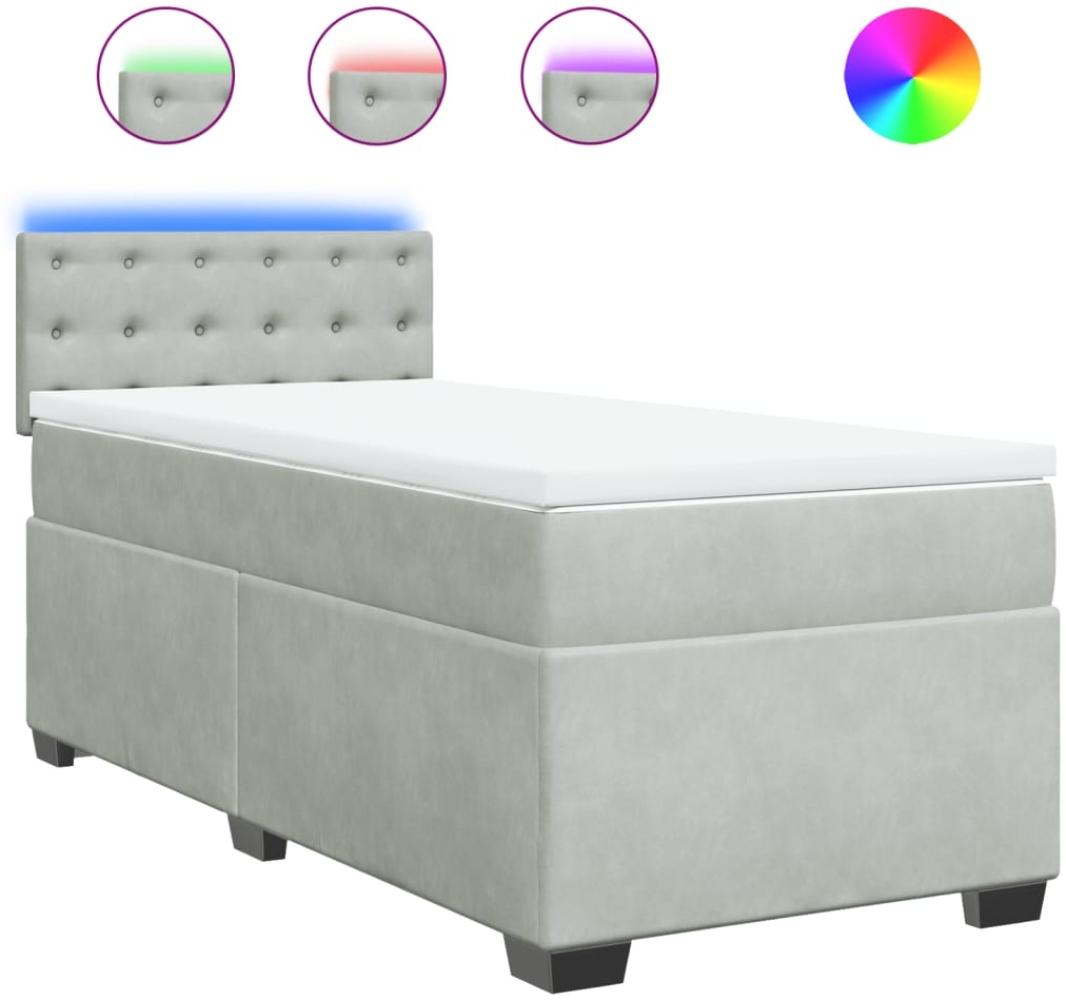 vidaXL Boxspringbett mit Matratze Hellgrau 100x200 cm Samt 3288546 Bild 1