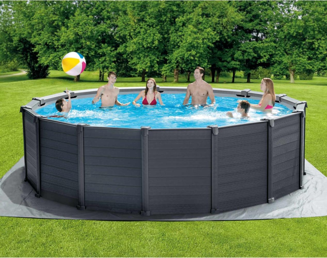 Intex Frame 'Graphit' Swimming Pool Set, graphit, Ø 478 x 124 cm, inkl. Sandfilteranlage Bild 1