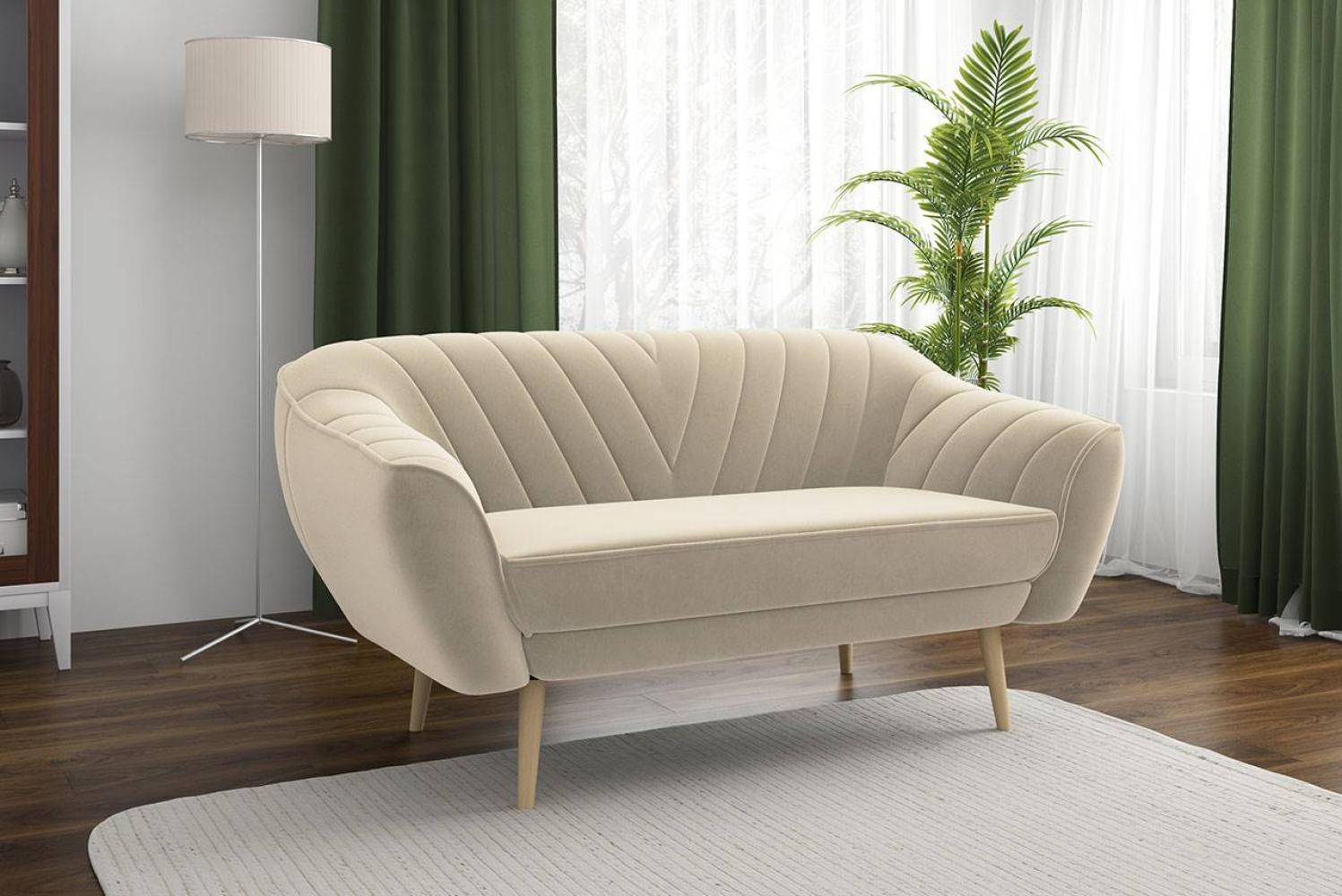 Klassische Sofas, Lounge-sofa, Ziernähte - MIA - 3 Sitzer - Beige Velours Bild 1