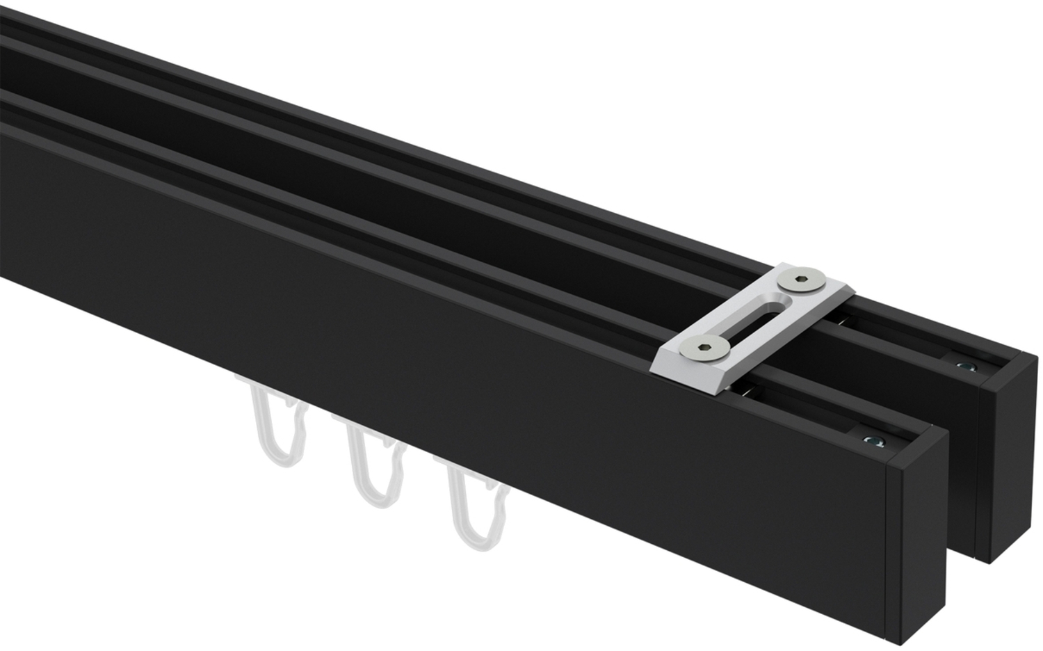 Innenlauf-Gardinenstangen-Set Smartline Paxo 400 cm (geteilt in 2 x 200 cm), 2-läufig, 14x35 mm Schwarz Bild 1