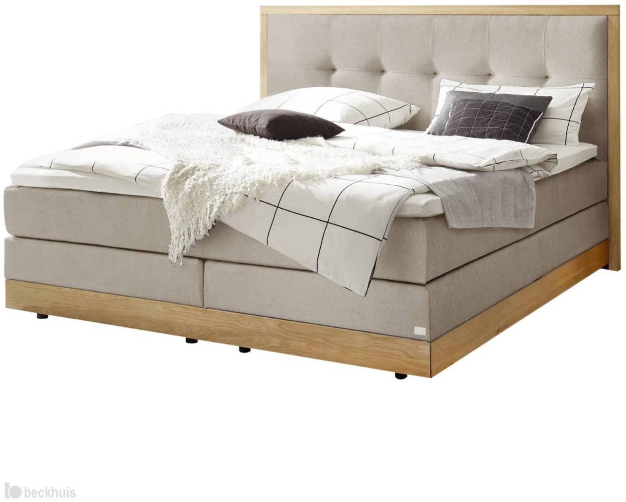 Alba Boxspringbett braun Eiche Massivholz 206cm x 208cm x 125cm Bild 1