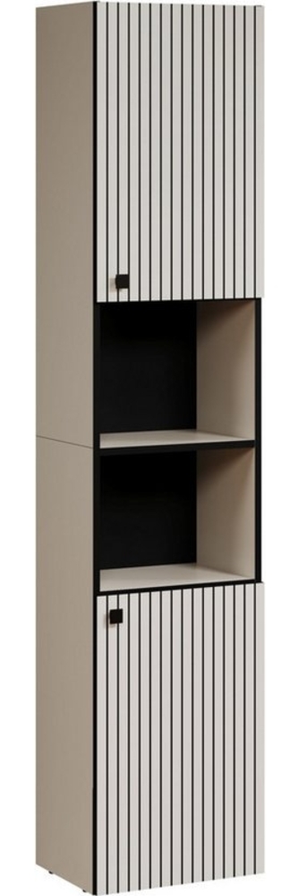 welltime Hochschrank Amrum (1-St) Breite 40cm, geräumiger Hochschrank Eiche Rillenoptik Badschrank Bild 1