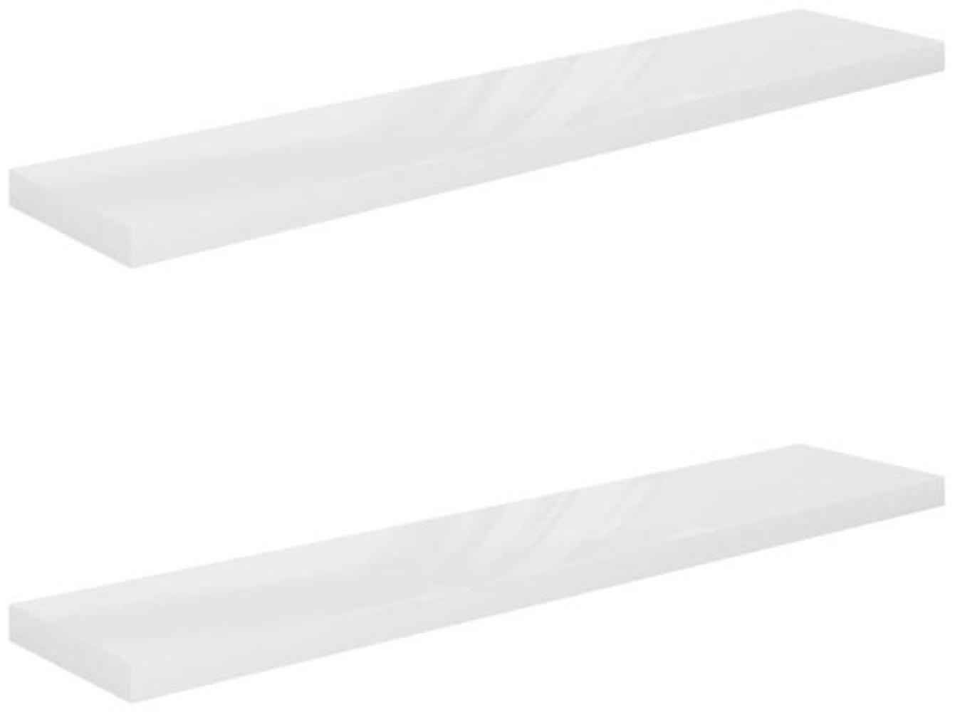 vidaXL Schweberegale 2 Stk. Hochglanz-Weiß 120x23,5x3,8 cm MDF 323758 Bild 1