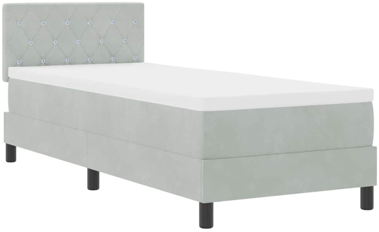 vidaXL LED Boxspringbett mit Matratze Hellgrau 80 x 200 cm Samt 3342548 Bild 1