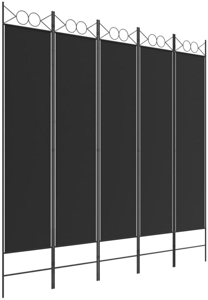 5-tlg. Paravent Schwarz 200x200 cm Stoff Bild 1