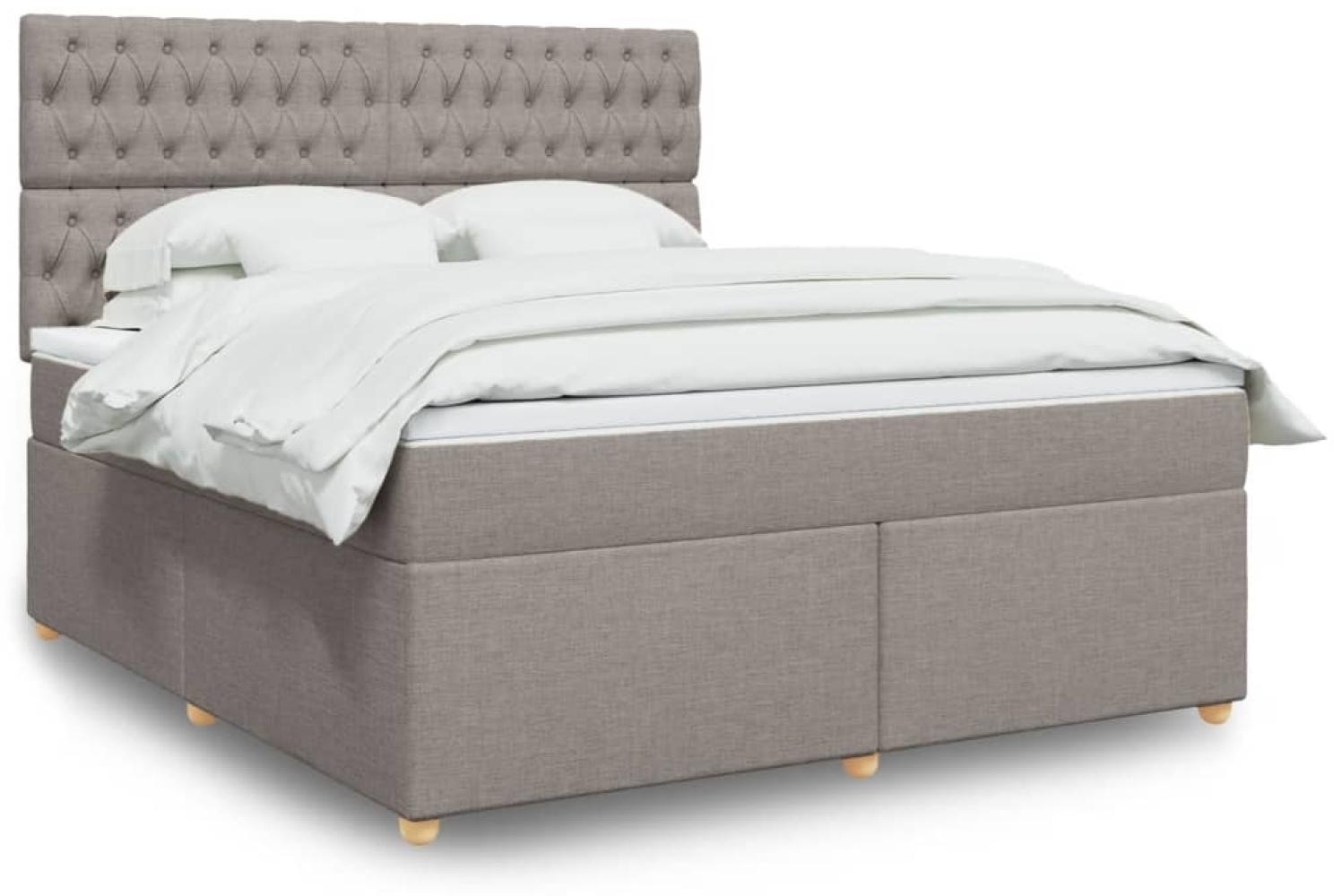 vidaXL Boxspringbett mit Matratze Taupe 180x200 cm Stoff 3293670 Bild 1