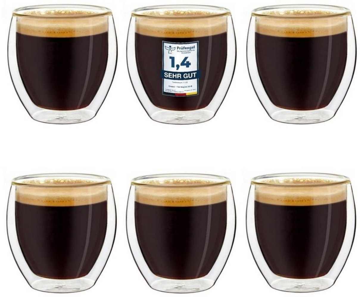 Creano Teeglas Doppelwandige Espresso-Gläser, Borosilikatglas, 6 Gläser Bild 1