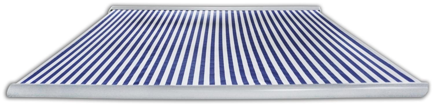 HOME DELUXE LED Vollkassettenmarkise elektrisch ELOS - 395 x 300 cm Marineblau - Weiß Bild 1